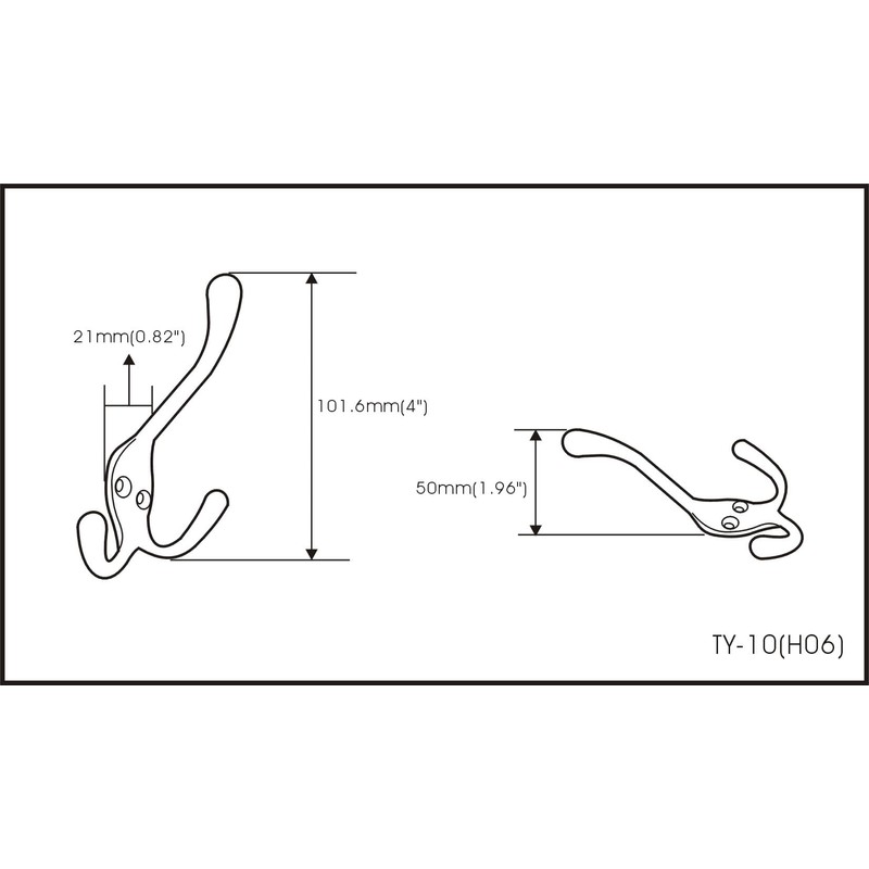 QCAA Premium Quality Coat Hat Hook with Three Prong, 4",