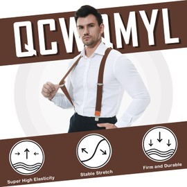 QCWQMYL Suspenders for Men Heavy Duty Big and Tall Clips Elastic Adjustable Straps Vintage X Back Formal Suspenders