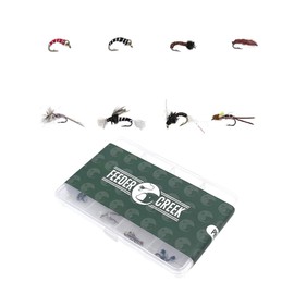 Feeder Creek Fly Fishing Flies | 24pc Midge Fly Fishing Assortment, 8 Wet Flies & Dry Flies Patterns | Fly Fishing Kit | Sizes 18, 20, 22 in Fly Box | Great for Beginners