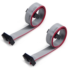 Fielect 2pcs IDC 10 Pin Connector Gray Wire Flat Ribbon Cable Connector Length 30cm 2.54mm Pitch