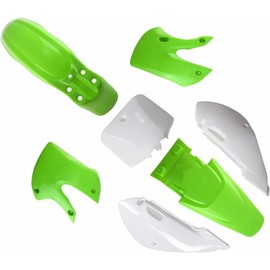 Fairing Kit Plastic Fender for Kawasaki KLX110 KX65 KLX 110 KX 65 Suzuki DRZ110 Chinese 110cc 125cc 140cc Pit Dirt Bike (Green+White)