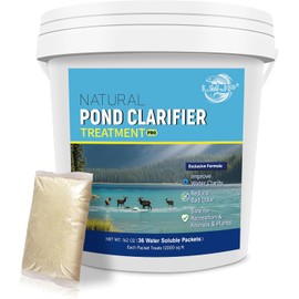 LMJP Pond Clarifier Treatment – 36 Packets Natural Pond Water Clear for Outdoor Lakes – Beneficial Enzymes to Improve Water Clarity & Eliminate Odor – Treats Up to 432,000 Sq Ft
