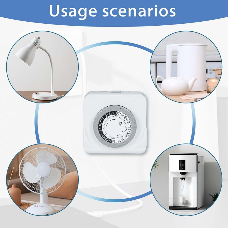 C-GLNKY 24-Hour Mechanical Timer for Electrical Outlets, Dual 3-Prong Outlets,
