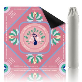 Mikccer Mahjong Mat, 32.2x32.2 Inch Non-Slip Noise Reduction Mahjong Table Mat, Perfect for Poker/Board Games/Card Games/Dominoes,with Carrying Bag, Pink