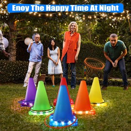 VATOS Light Up Bean Bag Toss Garden Game Toys for Kids - 3 In 1 Ball & Ring & Bean Bag Toss Game Play Set, Multiple Throwing Target Models, Outdoor Garden Carnival Party Gmaes Toys for Kids Adults