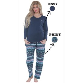 biyya® Women's Pyjamas Set Long Sleeve Soft Cotton Printing Pjs Loungewear Nightwear Sleepwear Set with Pockets Ladies Pjs Set S-XXL (WFPS-119-A, Small)