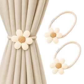 2 Pack 42cm Flower Magnetic Curtain Tiebacks for Living Room Bedroom Office