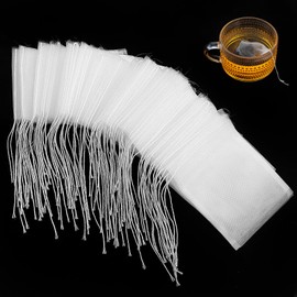 200 Pcs Nylon Drawstring Tea Bags for Loose Leaf Tea, Empty Disposable Tea Bags, Tea Bags Empty for Cooking, Loose Leaf Tea Bags(2.76 x 2.17 Inch, Transparent)