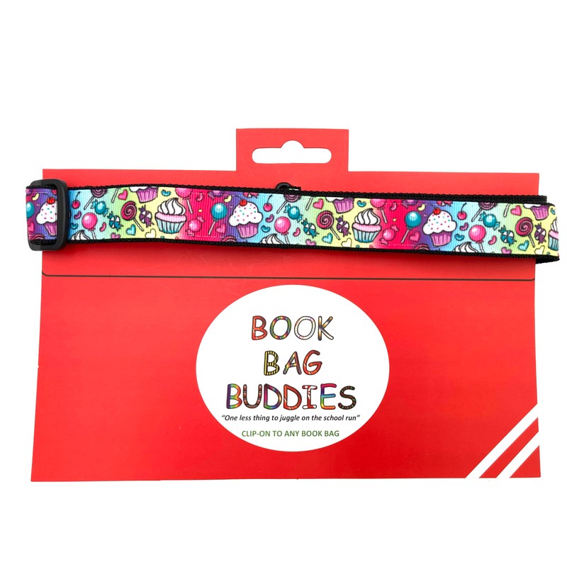 Book Bag Buddies Clip-On Shoulder Strap - Multiple Designs (Cupcake)