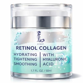 Crema reafirmante de retinol para rostro y cuello con colágeno y ácido hialurónico, hidratante antienvejecimiento para arrugas, levantamiento e hidrat