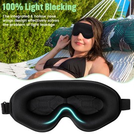 Blendura Sleep Mask 100% Lightproof 3D Super Soft Comfortable Adjustable Eyecup, black, 3D