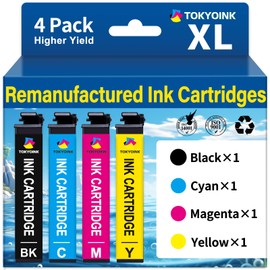 TOKYOINK 822XL Ink Cartridges Combo Pack Remanufactured Replacement for Epson 822 Ink Cartridge T822XL for Workforce Pro WF-3820 WF-3823 WF-4820 WF-4830 WF-4833 WF-4834 Printers Ink (4 Pack)