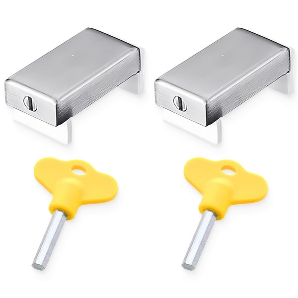 NJCXOLA Window Locks Stopper, 2 Pieces Door Frame Security Lock,