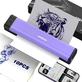 Padieoe - Impresora de plantillas de tatuajes con 10 unidades de papel de transferencia, Bluetooth, inalámbrica, 2000 mAh, impresora térmica portátil para tatuadores, 29.2 x 6.6 x 4.6 cm, color morado