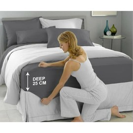 Boomerangg Fitted Sheet Super Soft Easy Care Polycotton Bed Linen with 25CM Depth Luxury Bedding Bedsheet (White, Double)