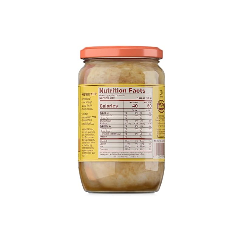 Manischewitz Premium Gold Gefilte Fish with Carrots, 24oz (4 Pack)