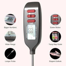 Antonki Digital Meat Thermometer Instant Read with Long Probe & Backlit Display for BBQ