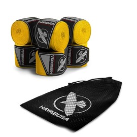 Hayabusa Boxing Hand Wraps Perfect Stretch 4.0 Mexican Style for Men and Women - 3 Pairs w/Washbag - Yellow, 180 inches