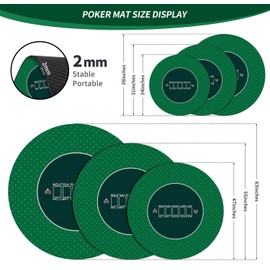 nuveti 24/31/47/55 inch Round Poker Mat for Texas Holdem | Portable Poker Table Top with Art Deco Layout Print 8 Player Game Layout Mat to Play Cards, Poker Games, Blackjack, Casino