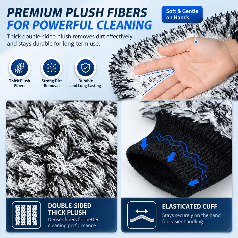 Car Wheel Cleaning Brush Set with Wash Mitt – Soft