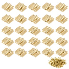 Bivethoi 50 Pcs Super Mini Metal Hinges Retro Brass Cabinet Hinges Tiny Gift Case Hinge, Small Box Hinges Folding Hinge for Crafts Jewelry Box (10mm x 8mm)