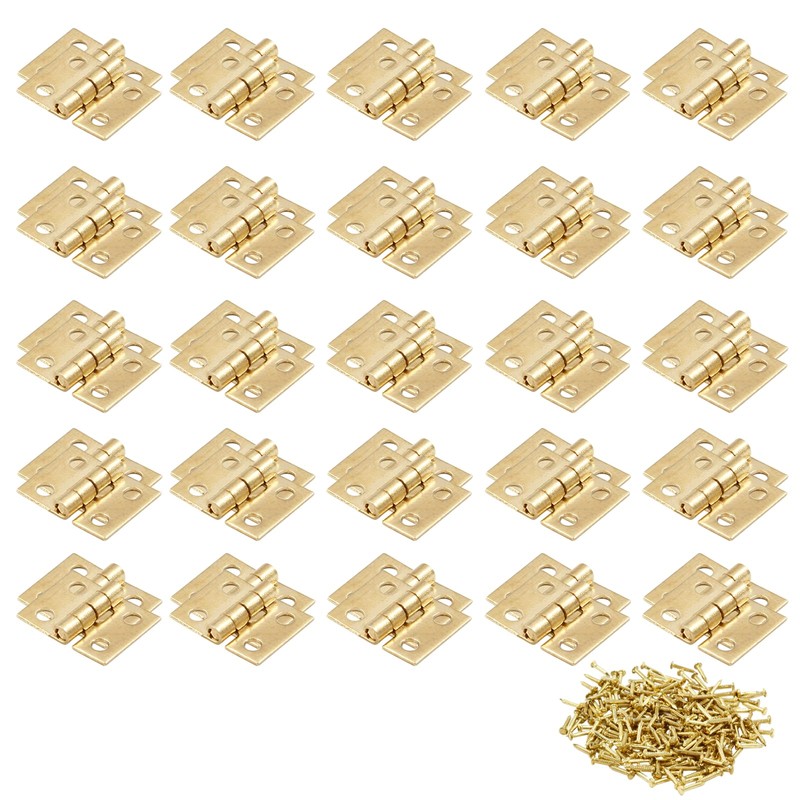 Bivethoi 50 Pcs Super Mini Metal Hinges Retro Brass Cabinet