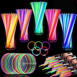 [ Super Bright ] 480 Pack Glow Sticks Bulk New Years Eve Party Supplies Glow In The Dark Christmas Party Favors Glow Sticks Necklaces Bracelets with Connectors 8" Glowsticks Light Up Toys Party Pack