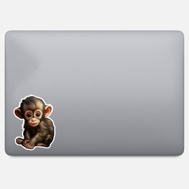 Cute Little Monkey Wildlife Vinyl Decal Waterproof Sticker for Laptop, Guitar, Skateboard, Luggage, Water Bottle, Car Bumper 5-inch (Design 2)