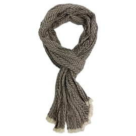 Rotfuchs Cotton Scarf Women's Scarf Men's Scarf Crinkled Look Herringbone Pattern Thin in Brown White Made in Germany, Brown White