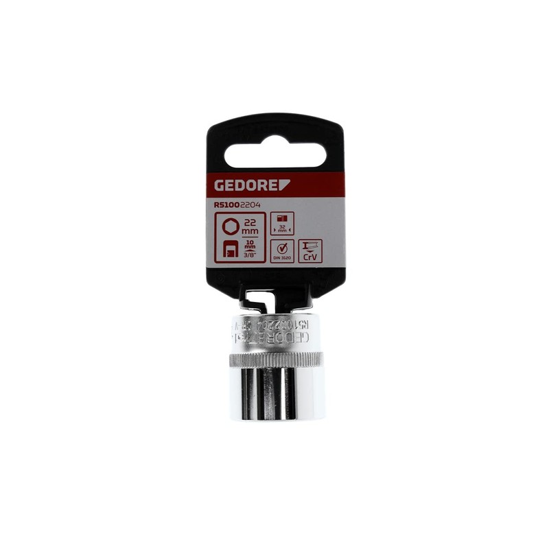 GEDORE red Socket, 3/8" 10 mm drive, hexagonal, 22 mm