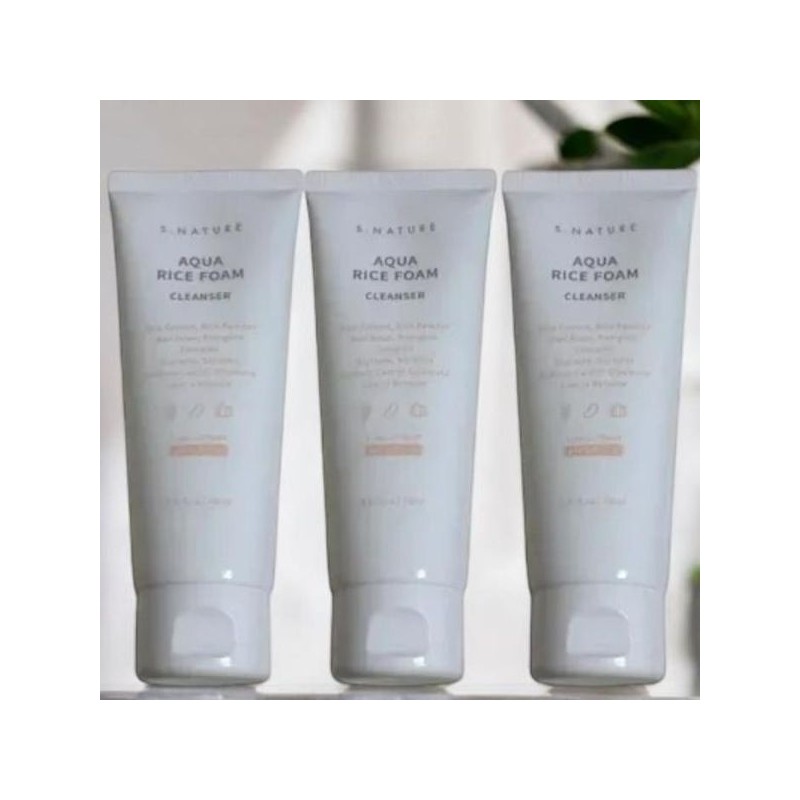 Esnature S-Nature Aqua Rice Mildly Acidic Cleansing Foam 160ml, 3
