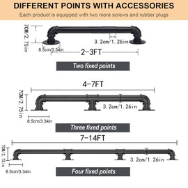 Bruxter 6FT Wall Mounted Stair Handrail, Industrial Pipe Railing for Indoor & Outdoor, Safety Banister for Elderly & Kids, Heavy Duty Staircase Guardrail, Steps Baluster