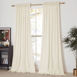 NICETOWN Ivory White Velvet Curtains 144" Length 52" Wide, Luxury and Thick Window Velvet Curtains for Bedroom Living Room - Room Darkening Thermal Insulated, 2 PCs