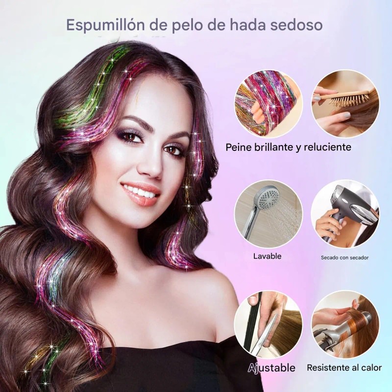 Conjunto De Extensiones De Cabello Con Peluca Brillante 90cm