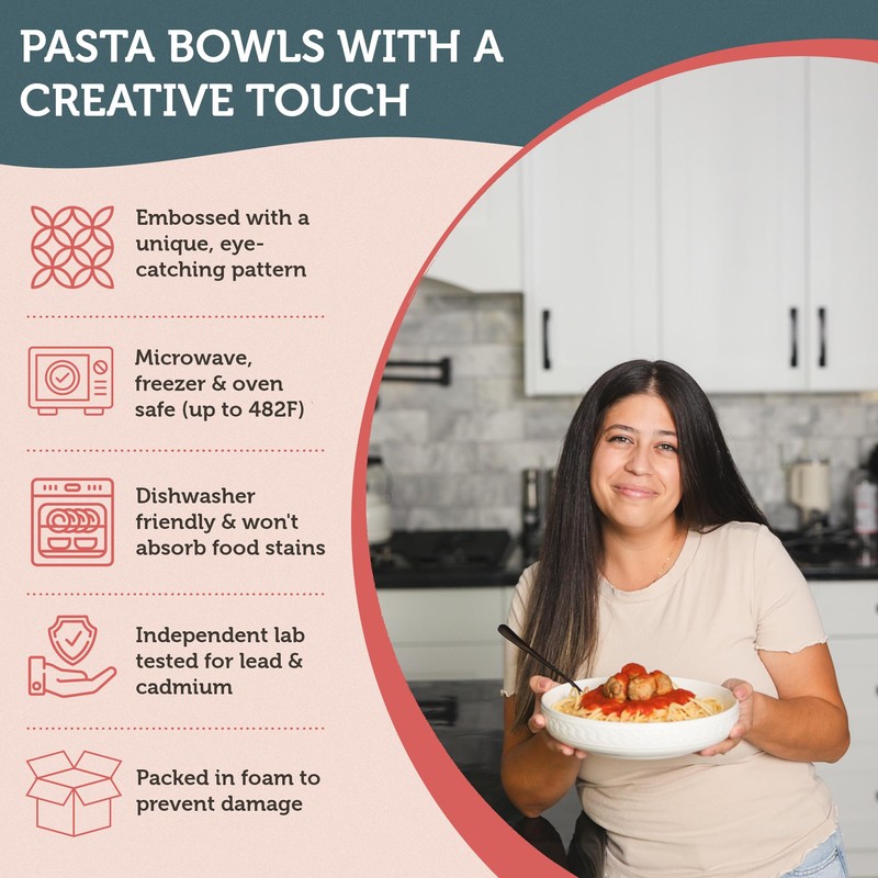 Annovero Pasta Bowls Set of 4 | Kitchen Dishes |