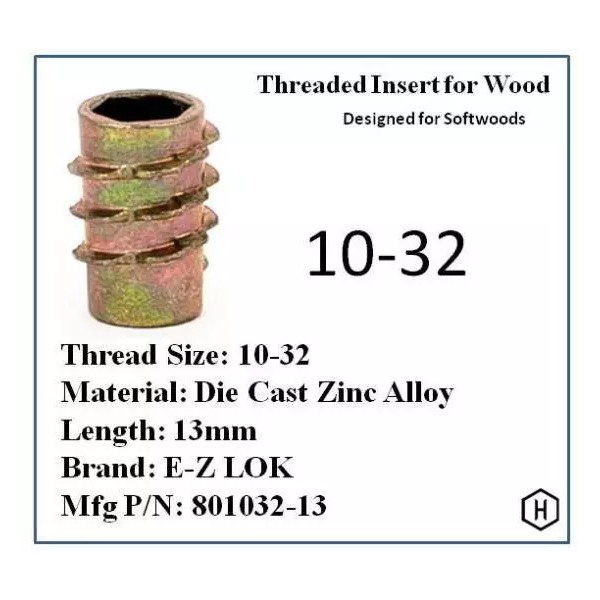 E-Z Lok EZ-LOK 10-32 Die Cast Zinc Alloy Hex-Drive Threaded