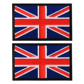 EmWoot 2PCS British UK United Kingdom Flag Patch Embroidered Morale Patch Hook and Loop(Black Border)