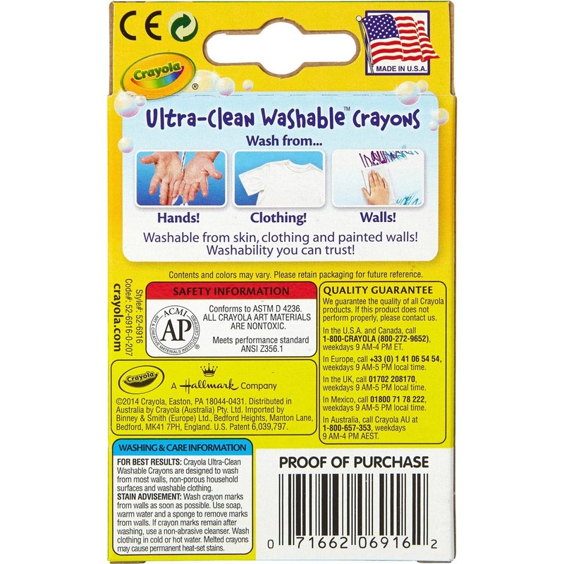 Crayola Ultra-Clean Washable Crayons (526916), 16 Colors