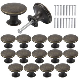 Jinlaili Pack of 16 Vintage Cabinet Door Knobs, 30 mm Bronze Dresser Knobs, Drawer Knobs Set, Door Handles, Cabinet Handles, Knobs, Furniture Knobs, Round Drawer Handles, Knob for Cupboard, Drawer,