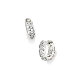 Kendra Scott Mikki Pave Huggie Earrings in Silver-Plated Brass, Fashion Jewelry For Women