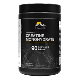 Creatine Monohydrate Unflavored 3-Month Supply of 5000mg NevaSet Creatine Monohydrate, For muscle growth, increased strength, enhanced energy output, improved athletic performance, and cognitive health. 450g/90 Servings.
