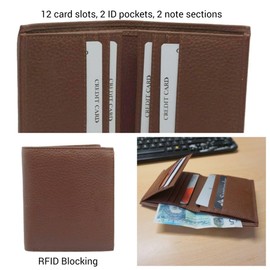 Bolla Bags Men's Grained Leather Quad Fold Wallet (Chestnut)