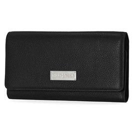 Harley-Davidson Women's Classic Logo Genuine Leather Clutch Wallet - Black