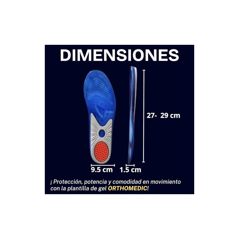Plantilla de Gel para Hombre Talla 27‑29 – Recortable