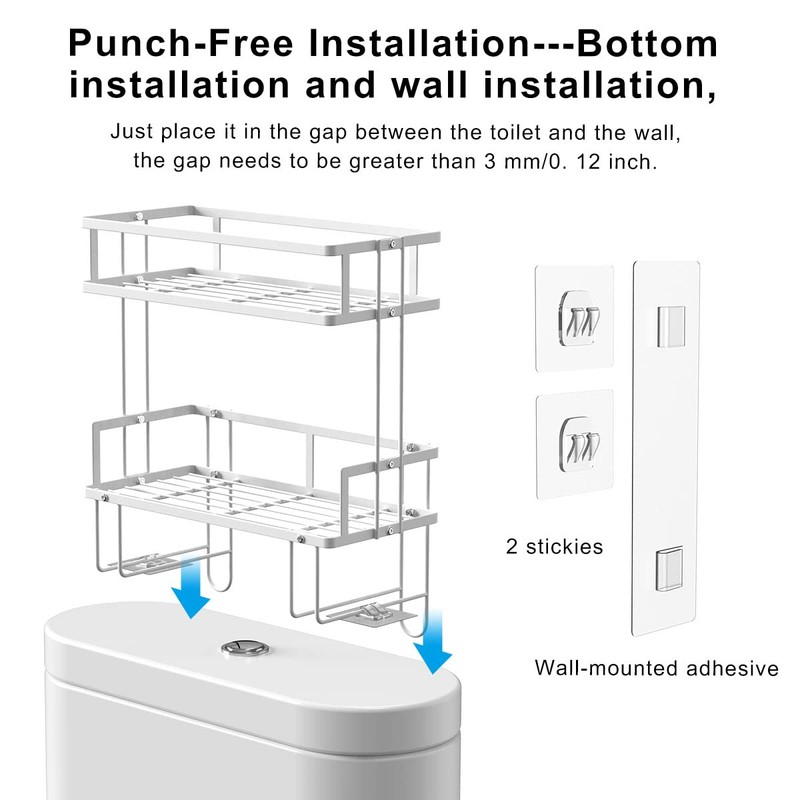 FLOLXNB Over The Toilet Storage Shelf, 2-Tier Bathroom Storage Organizer