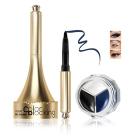 GEUUFEA Eyeliner Gel Pot, Long Lasting Waterproof Eye Liner Cream for Waterline Eyeshadow, Matte Eyeliner Gel with Liner Brush, Easy to Apply, Suitable for Daily or Cosplay