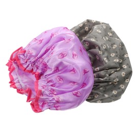 2pcs Shower Cap Satin Sleep Bonnet Women Bath Caps Turbans for Women Turbins for Ladies Shower Stool Cartoon Bathing Caps Waterproof Bath Caps Double-layer Bathing Caps Lining Peva Baluue