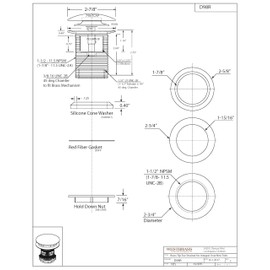 Westbrass Tip-Toe Integrated Overflow Bath Drain, Polished Brass, D98R-01