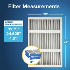 Filtrete 20x25x4 AC Furnace Air Filter, MERV 13, MPR 1900, Premium Allergen, Bacteria & Virus Filter, Electrostatic Air Cleaning Filter, 2-Pack (Actual Size 19.75 x 24.62 x 4.31 in)