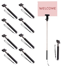10 PCS Adjustable Handheld Sign Holder, 7.9-37'' Stainless Steel Billboard Airport Pick-Up Poster Holder Welcome Sign Leader Tour Guide Sign Parade Signboard, No Signboard